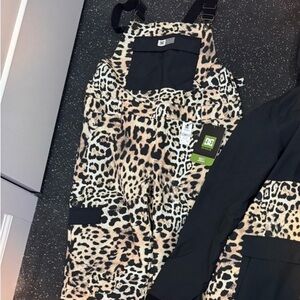 Leopard Print Women's Snow Bibs DC XL